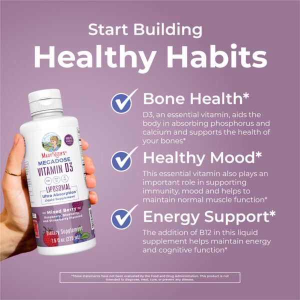 Version 1.0.0 Megadose vitamina d3 suplemento botella etiqueta trasera