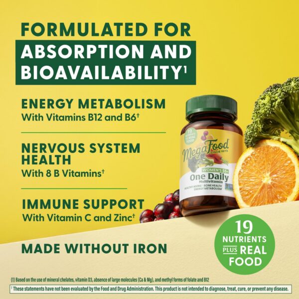 Envase MegaFood multivitaminas vegetarianas para mujeres mayores