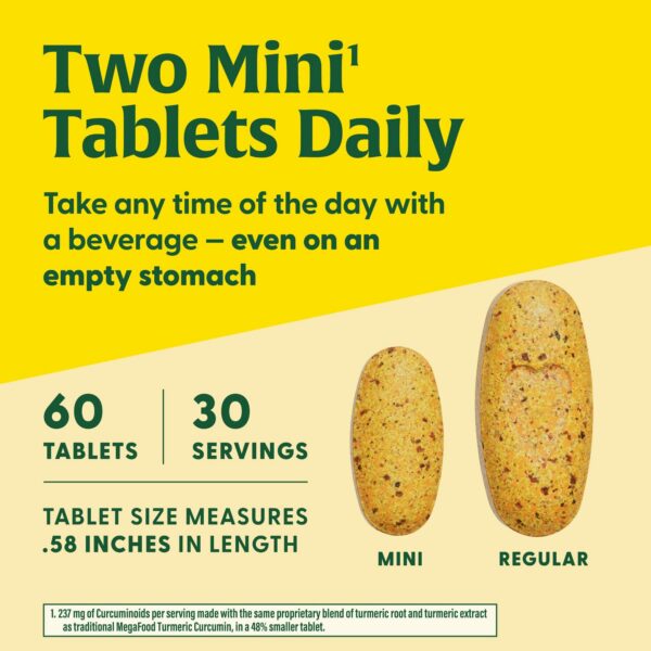 MegaFood suplemento cúrcuma mini tabletas vista lateral paquete