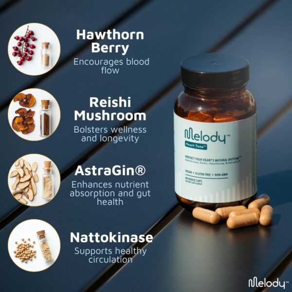 Melody Heart Tune en caja con información nutricional