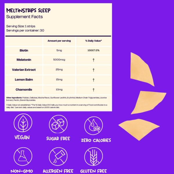 MeltinStrips 30 tiras orales veganas sin azúcar ni gluten