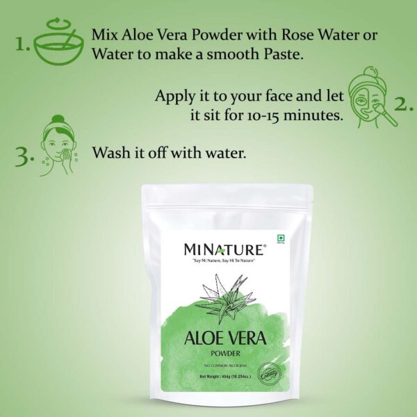 Mi Nature polvo aloe vera beneficios piel y cabello