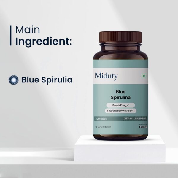 Botella de Miduty Espirulina Azul 120 tabletas sin gluten
