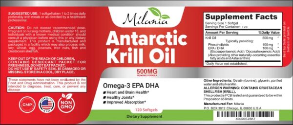 MILANIA cápsulas krill oil en primer plano