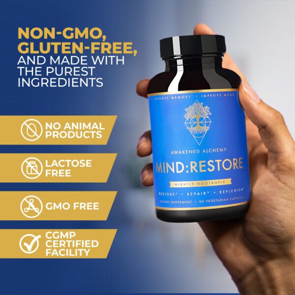 Mind Restore suplemento con 9 ingredientes premium para cerebro