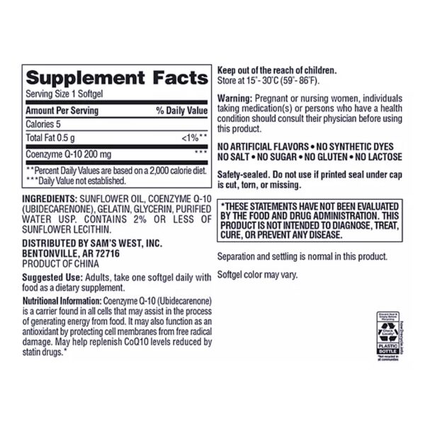 Etiqueta de ingredientes CoQ10 MM