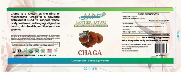 MN Mother Nature Suplemento de Chaga - 120 cápsulas