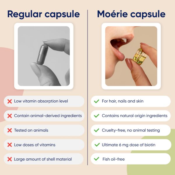 Moerie vitaminas para uñas piel cabello con certificación vegana