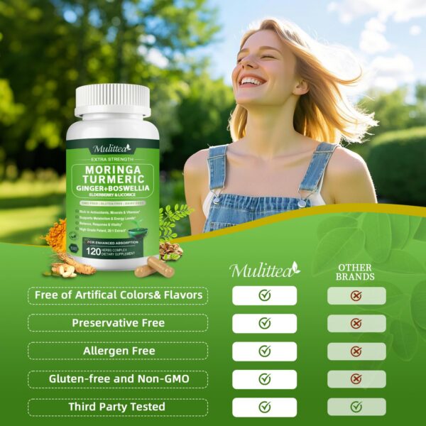 Moringa extracto vegetal en cápsulas para salud integral