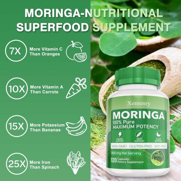 Moringa polvo y cápsulas 800mg Xemenry
