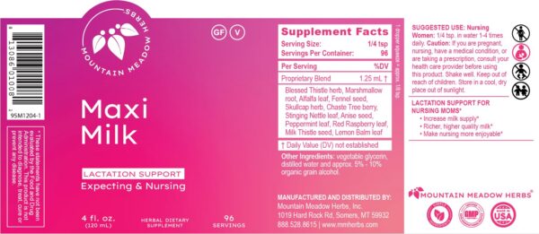 Mountain Meadow Herbs Maxi-Milk suplemento apoya lactancia natural
