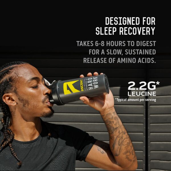 Muestreo de producto en polvo de proteína caseína Ascent sabor chocolate maní