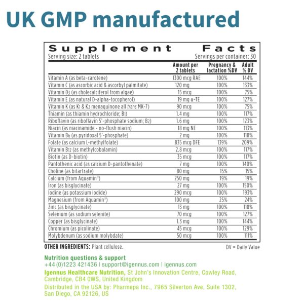 Version 1.0.0 Multivitaminas con beta-caroteno seguras para embarazo y postnatal