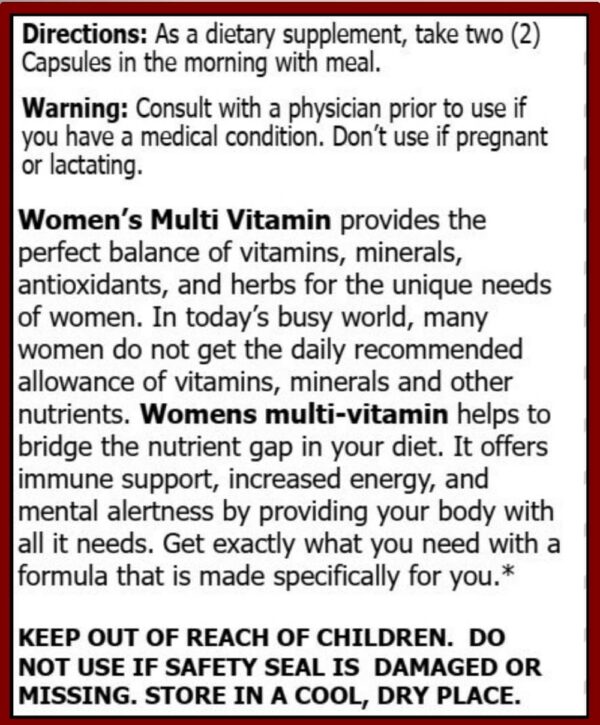 Version 1.0.0 Multivitaminas MiracleMulti fórmula concentrada para mujeres