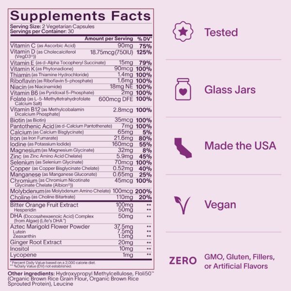 Multivitaminas naturales Ladywell para mujeres que buscan concebir