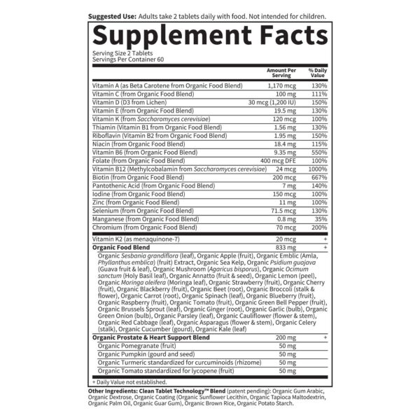Version 1.0.0 Multivitaminas veganas y orgánicas para hombres mayores de 40