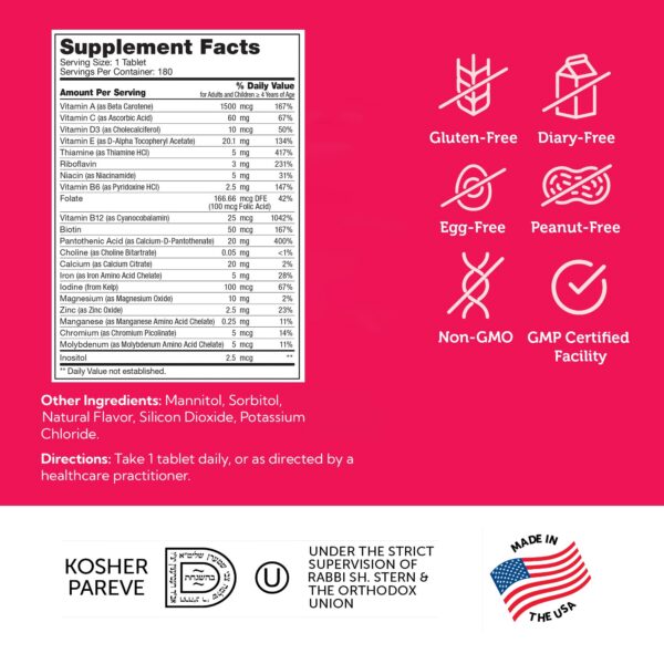 Multivitaminas Zahler kosher para niños y bebés 180 tabletas