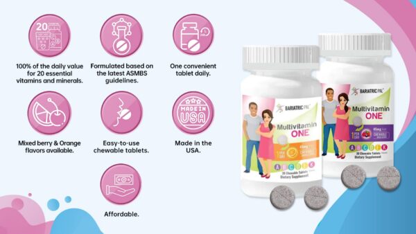 Multivitaminico BariatricPal masticable hierro y vitaminas