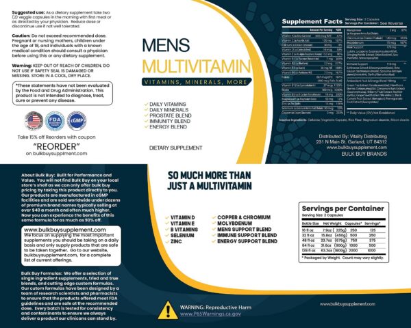 Multivitamínico Bulk Buy en frasco con agarre claro
