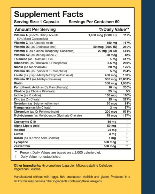 Multivitamínico diario Physician's Daily con ingredientes vegetarianos