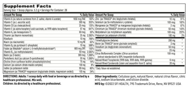 Multivitamínico infantil Klaire Labs con 23 nutrientes esenciales
