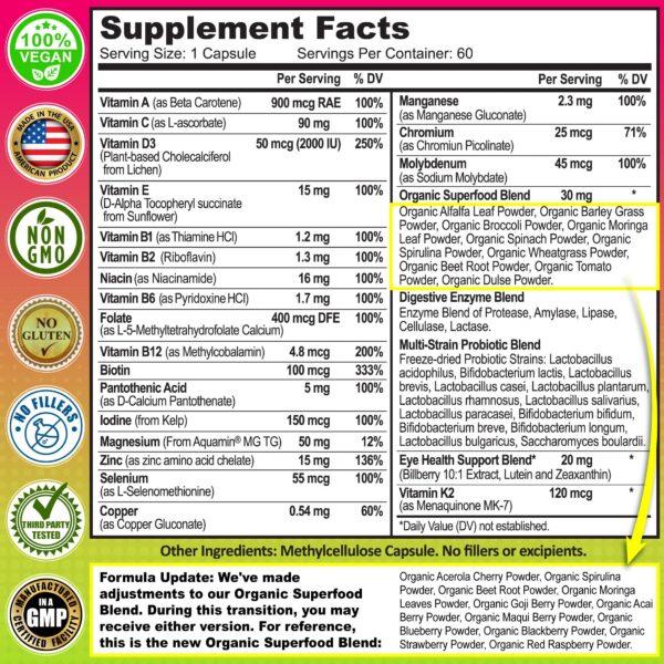 Version 1.0.0 Multivitamínico para mujer 50 años con superalimentos naturales