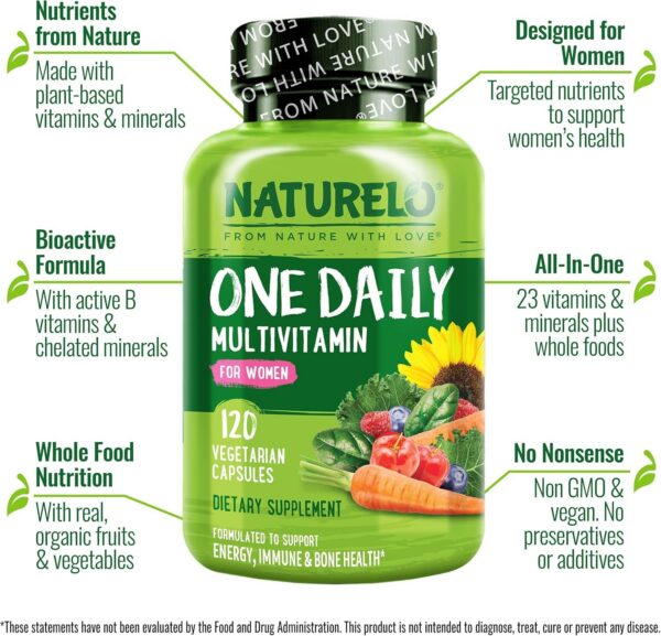 Multivitamínico NATURELO suplemento whole food para mujer
