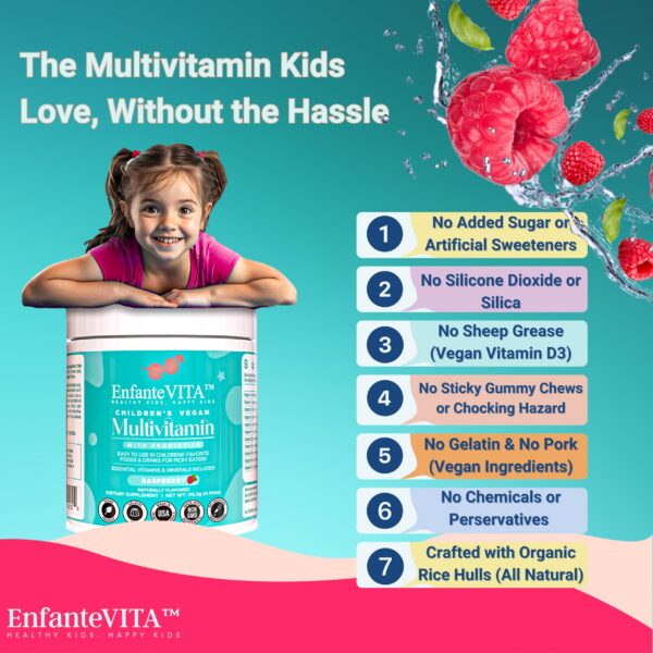 Multivitamínico en polvo sin azúcar para niños veganos