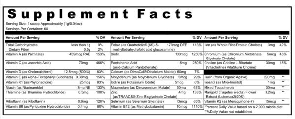 Multivitamínico sin sabores ni edulcorantes