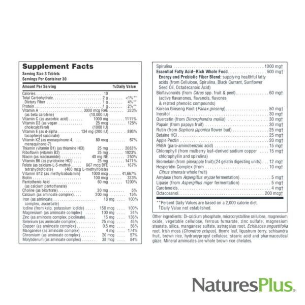 Version 1.0.0 Multivitamínico tabletas NaturesPlus Source of Life paquete