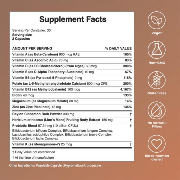 Multivitamínico vegan Mela Daily Essentials para mujeres 30 días