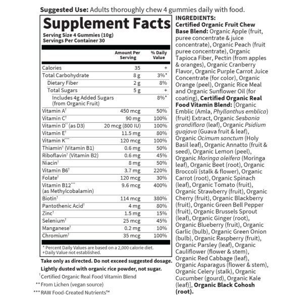 Multivitamínico vegano, certificado orgánico para mujeres