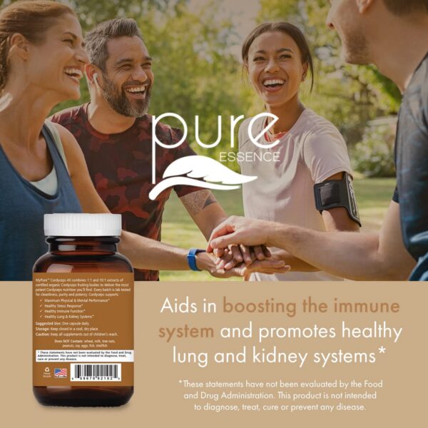 Frasco cerrado MyPure Cordyceps 4X cápsulas suplementarias