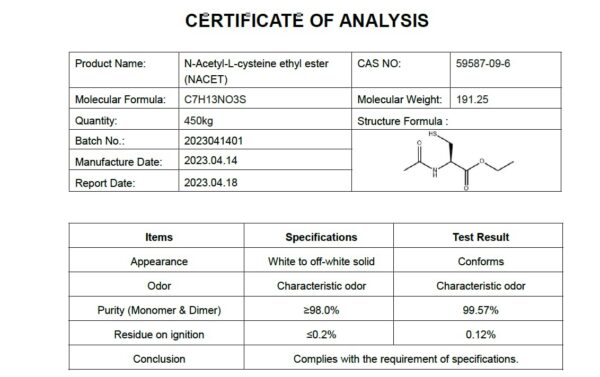 Frasco NACET en fondo blanco