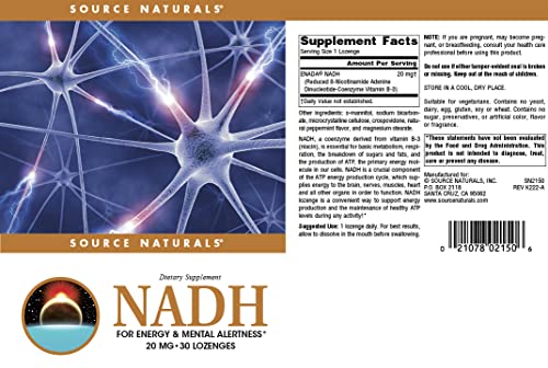 NADH Source Naturals coenzima energía saludable pastillas