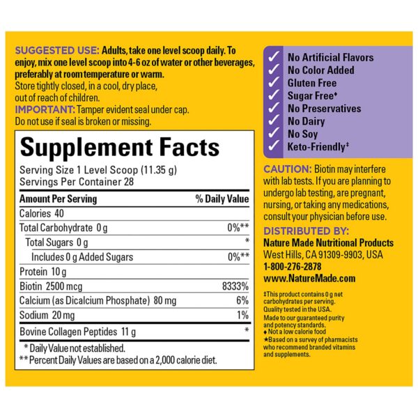 Frasco Nature Made Colágeno Péptidos polvo en caja