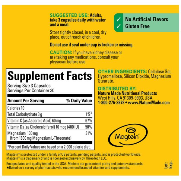 Detalle de vitamina C en la etiqueta