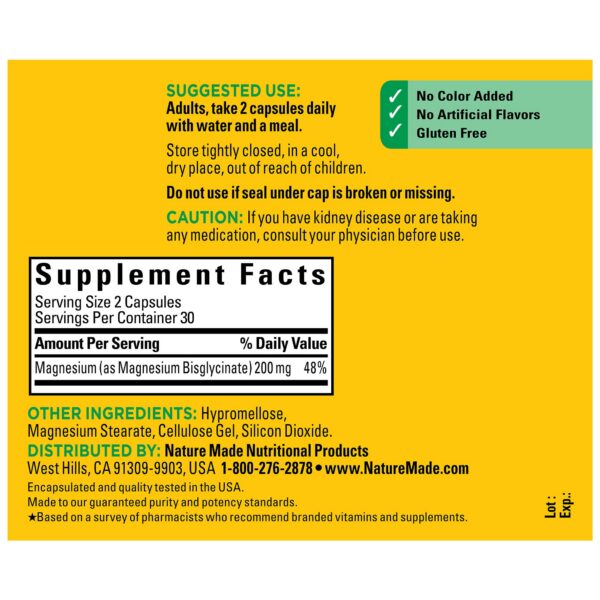 Frasco de magnesio glicinato en primer plano