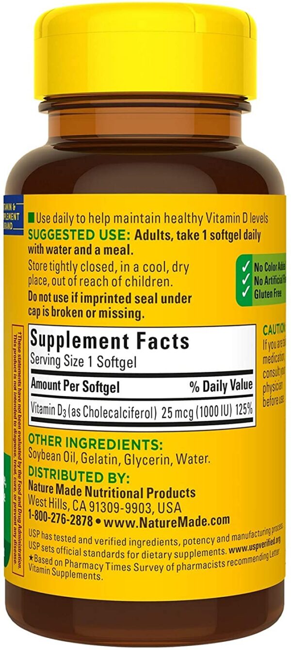 Vista de la etiqueta y frasco Nature Made