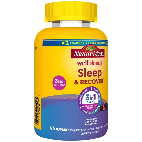 Nature Made Wellblends suplementos para dormir y recuperación 44 gomitas