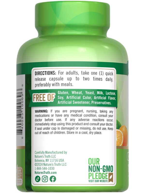 Frasco con sello sin gluten y sin OGM