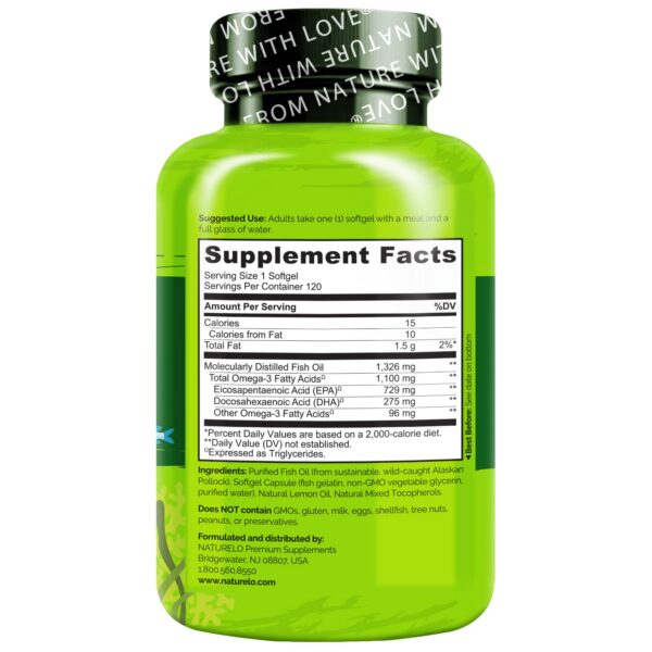 NATURELO omega-3 cápsulas y etiqueta