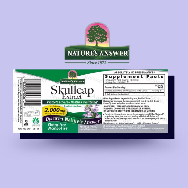 Version 1.0.0 Detalles de ingredientes Skullcap sin alcohol