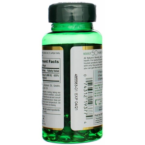 Nature's Bounty vitamina D3 5000 UI suplemento cápsulas blandas fiable