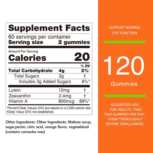 Etiqueta detalle de luteína Zeaxantina