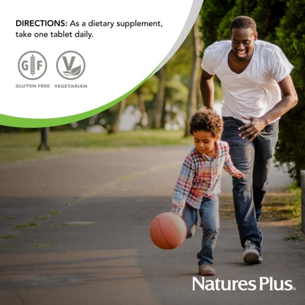 Natures Plus multivitamínico masticable envase y tabletas