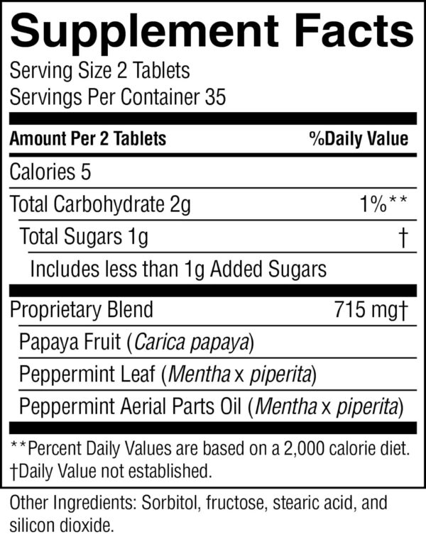 Frente de la etiqueta Nature's Sunshine Papaya Mint