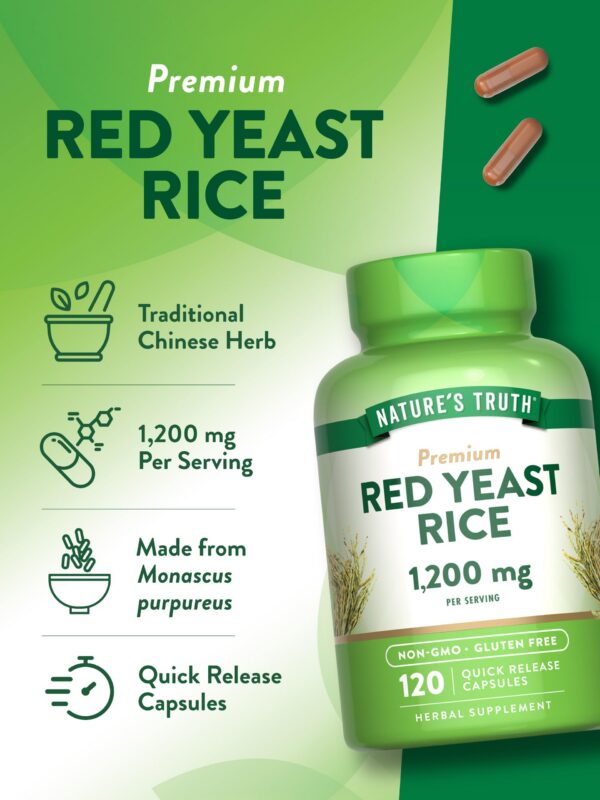 Suplemento Nature's Truth arroz levadura roja caja lateral