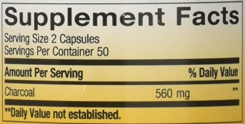 Frasco de carbón activado Nature's Way detalle lateral