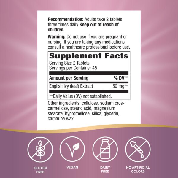 Interior de la botella Nature's Way hiedra inglesa